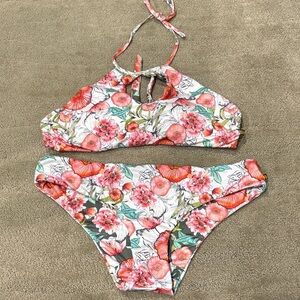 Reversible Floral Halter Bikini Set la vie en rose